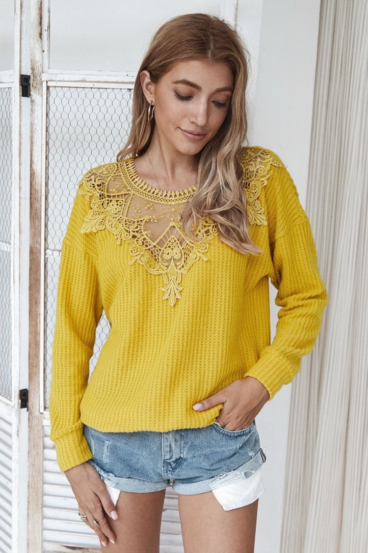 Dam Topptröja Broderad Polyester 3/4 Ärmar-4