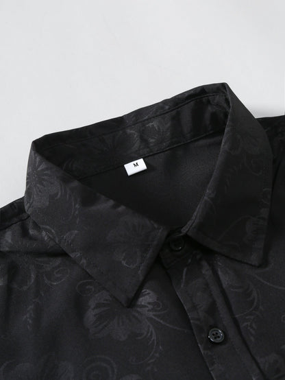 Herrskjorta Klassisk Satin Polyester Elegant Komfortabel-4