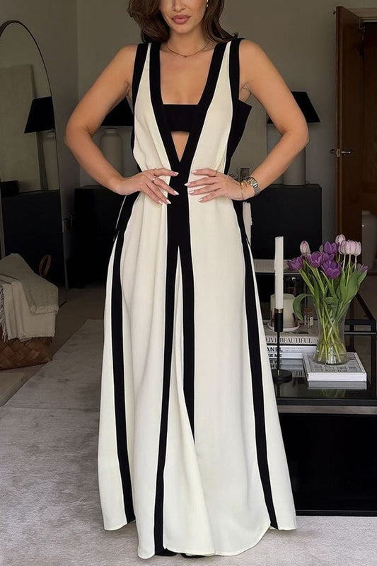 Damklänning Maxi Svängstil Polyester för Fina Tillfällen-1