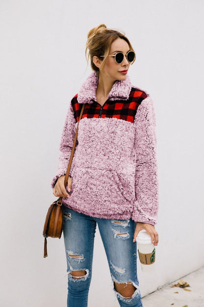 Dam Rutig Topp med Fickor i Mjuk Polyester-6