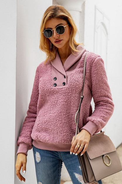 Dam Tröja Dubbel Bröst Bomull Polyester Lång Ärme V-Ringad-3