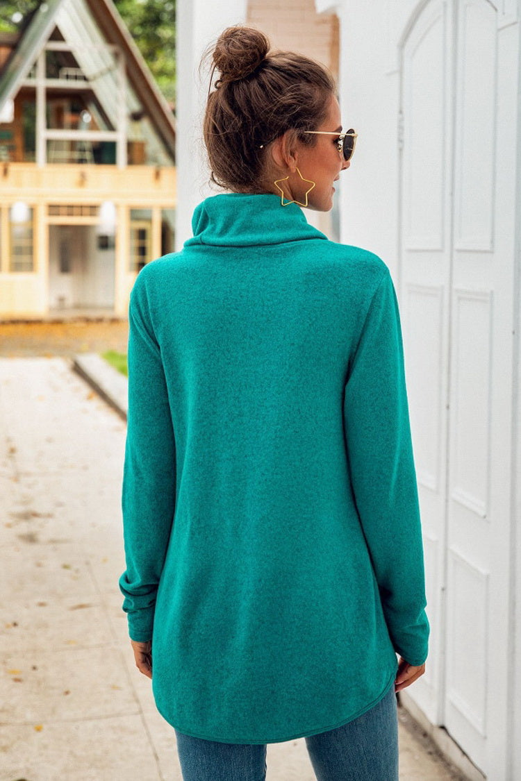 Dam Tröja Oregelbunden Hög Krage Polyester-4