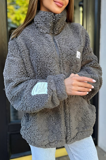 Damjacka Plysch med Fickor och Revers för Kalla Dagar-5