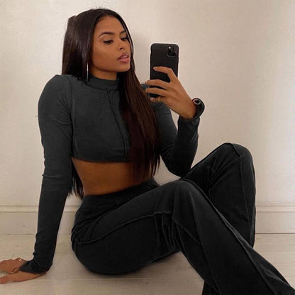 Dam Byxor Set med Ståkrage Polyester-3