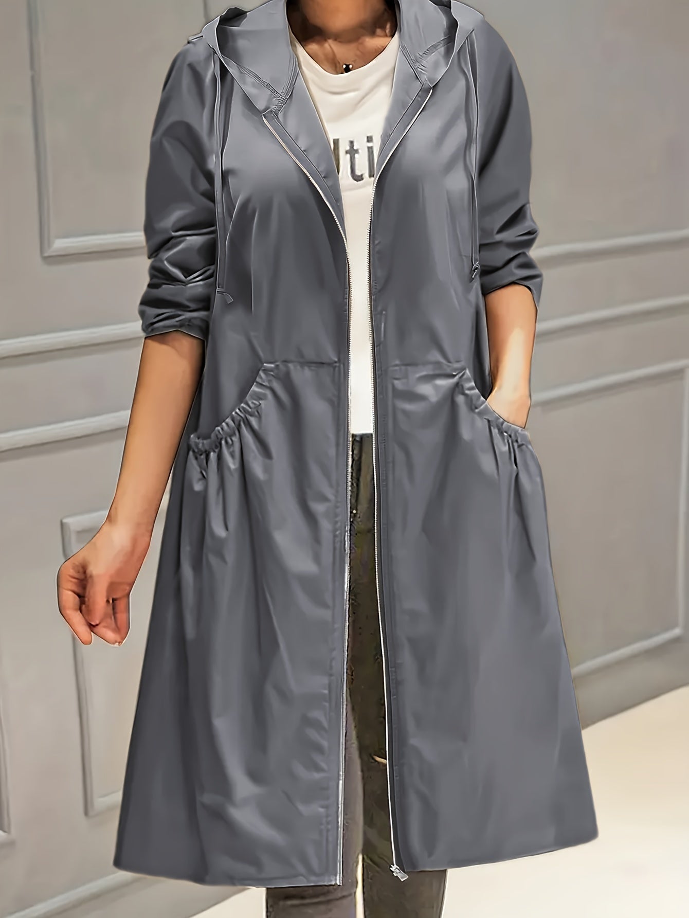Variant image for Dam Trenchcoat Lång Vintage Högkvalitativt Tyg-13