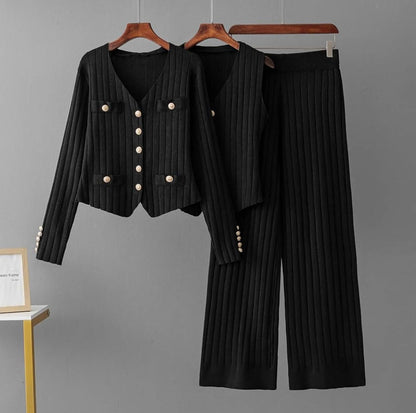 Dam Set Väst Kofta Byxor Högkvalitativ Polyester Viskos-5