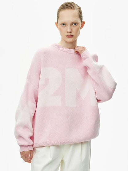 Stickad Dam Tröja Färgblock Lös Passform Vinter-1