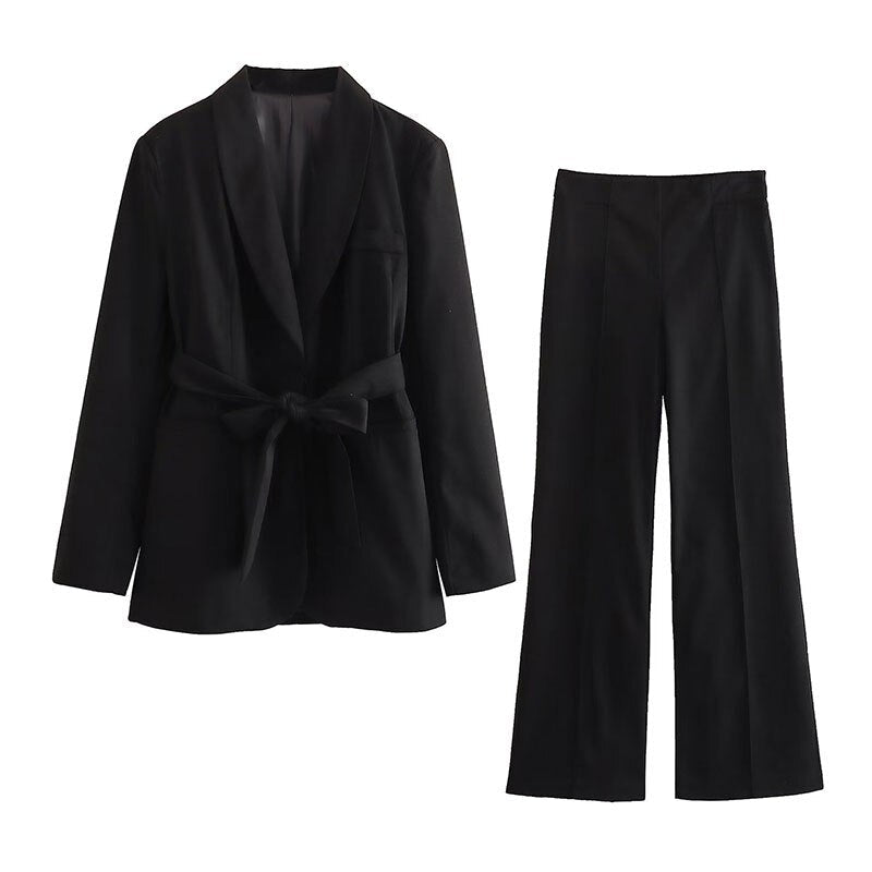 Kostym för Kvinnor 2-delad Blazer och Byxor i Polyester och Elastan – Elegant och Tidlös Design 3