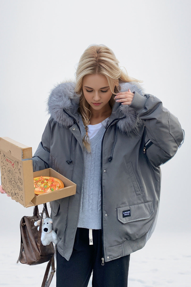 Variant image for Dam Parkas Löst Snitt med Pälskrage i Polyester och Bomull-2