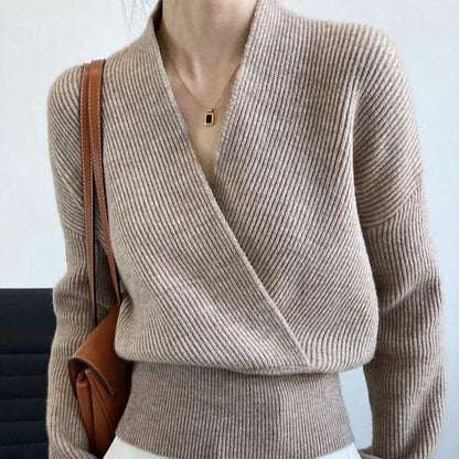 Dam Wrap Tröja Elegant Högkvalitativ Tygblandning-5