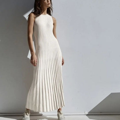 Maxiklänning Dam Ärmlös Vit Polyester Flytande Design 4