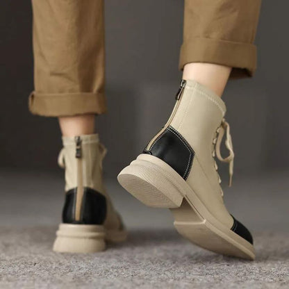 Dam Stövlar Runda Tå Mikrofiber med Dragkedja och Gummisula 5