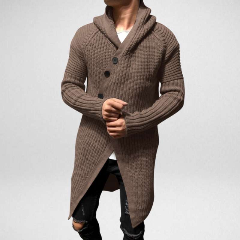 Lång Kofta Dam Ribbstickad med Huva i Mjuk Bomull-6