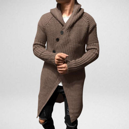 Lång Kofta Dam Ribbstickad med Huva i Mjuk Bomull-6