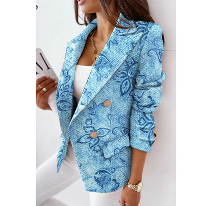 Dam Blazer Reversibel Krage Högkvalitativ Polyester Elegant Snitt-3