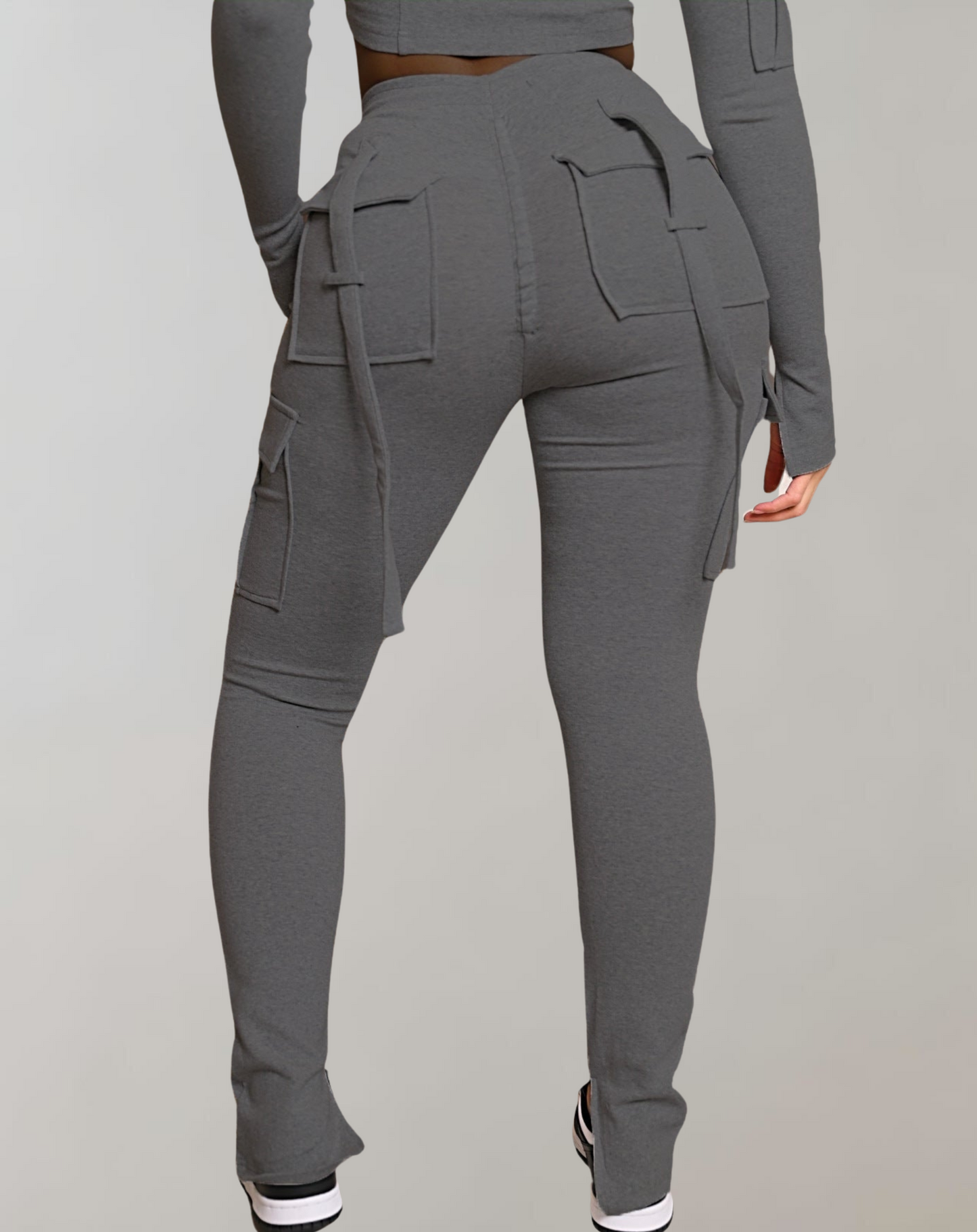 Dam Byxor Hög Midja Cargo 100% Bomull Vintage Stil 2