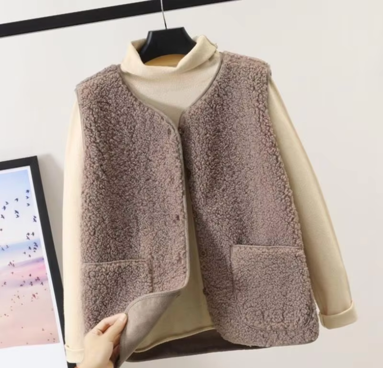 Dam Fleeceväst Tjock Ärmlös Mjuk Fleece-5