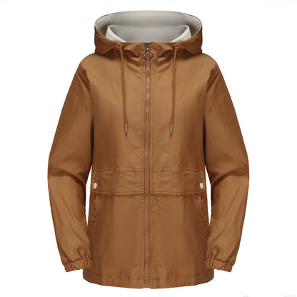 Damjacka Lätt Huva Polyester Lös Passform-4