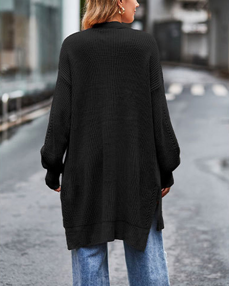 Damens Stickad Jacka Löst Sittande Akryl 4