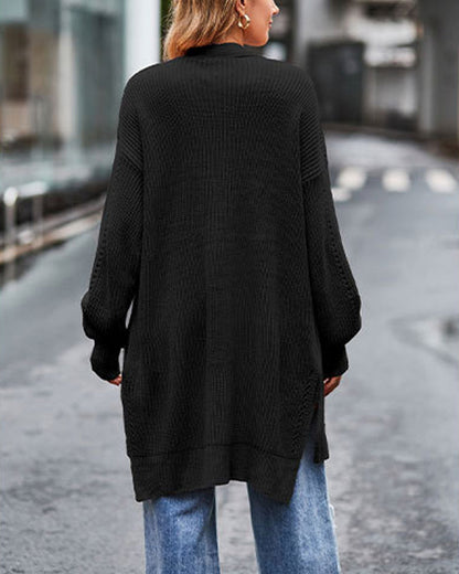 Damens Stickad Jacka Löst Sittande Akryl 4