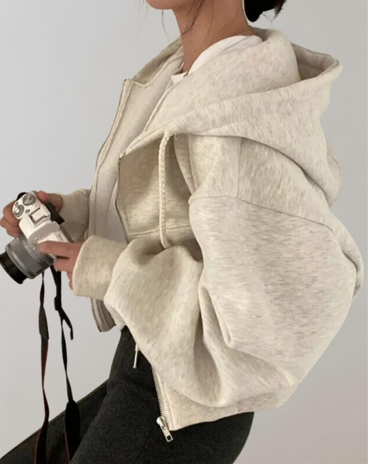 Variant image for Dam Tröja Retro Zipper Mjuk Tyg Överdimensionerad-4