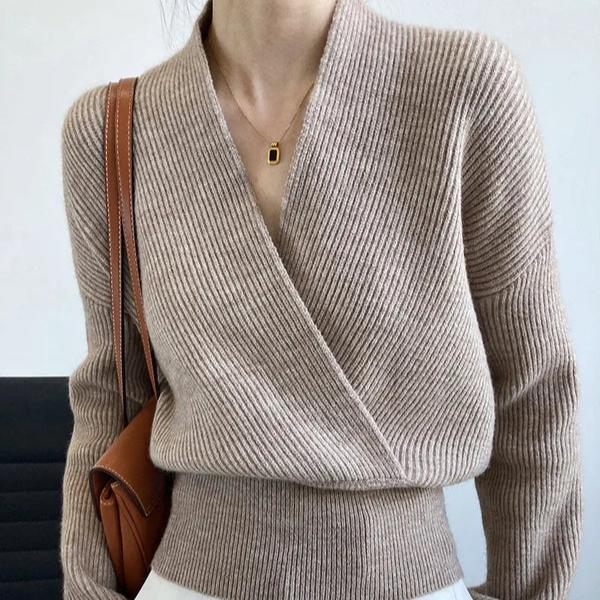 Variant image for Dam Wrap Tröja Elegant Högkvalitativ Tygblandning-3