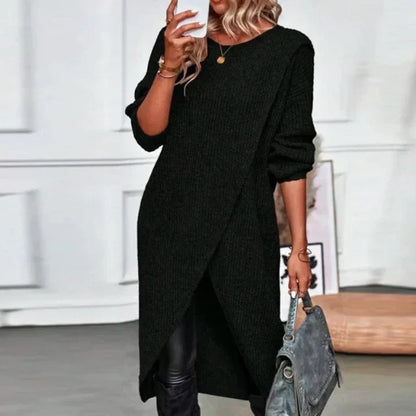 Dam Klänning Tröja Lätt Material Lösa Axlar 5