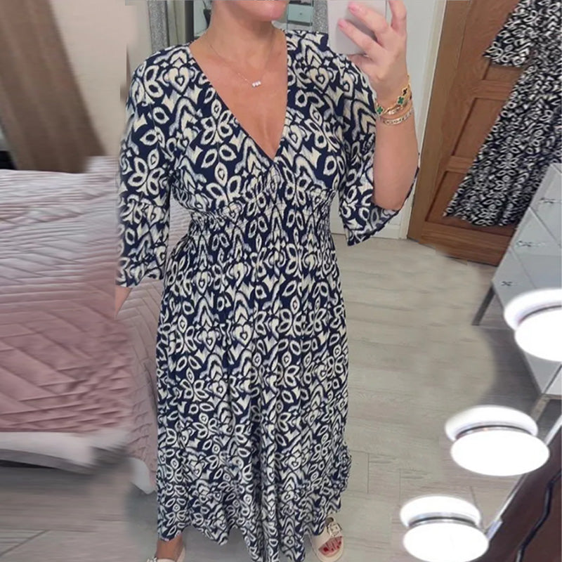 Variant image for Kvinnoklänning Med Tryck Elegant Mjuk Tygblandning-17