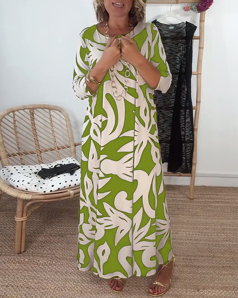 Variant image for Fina Dam Klänningar Lång Ärmar Cirkulär Halsringning Lätt Tyg-13