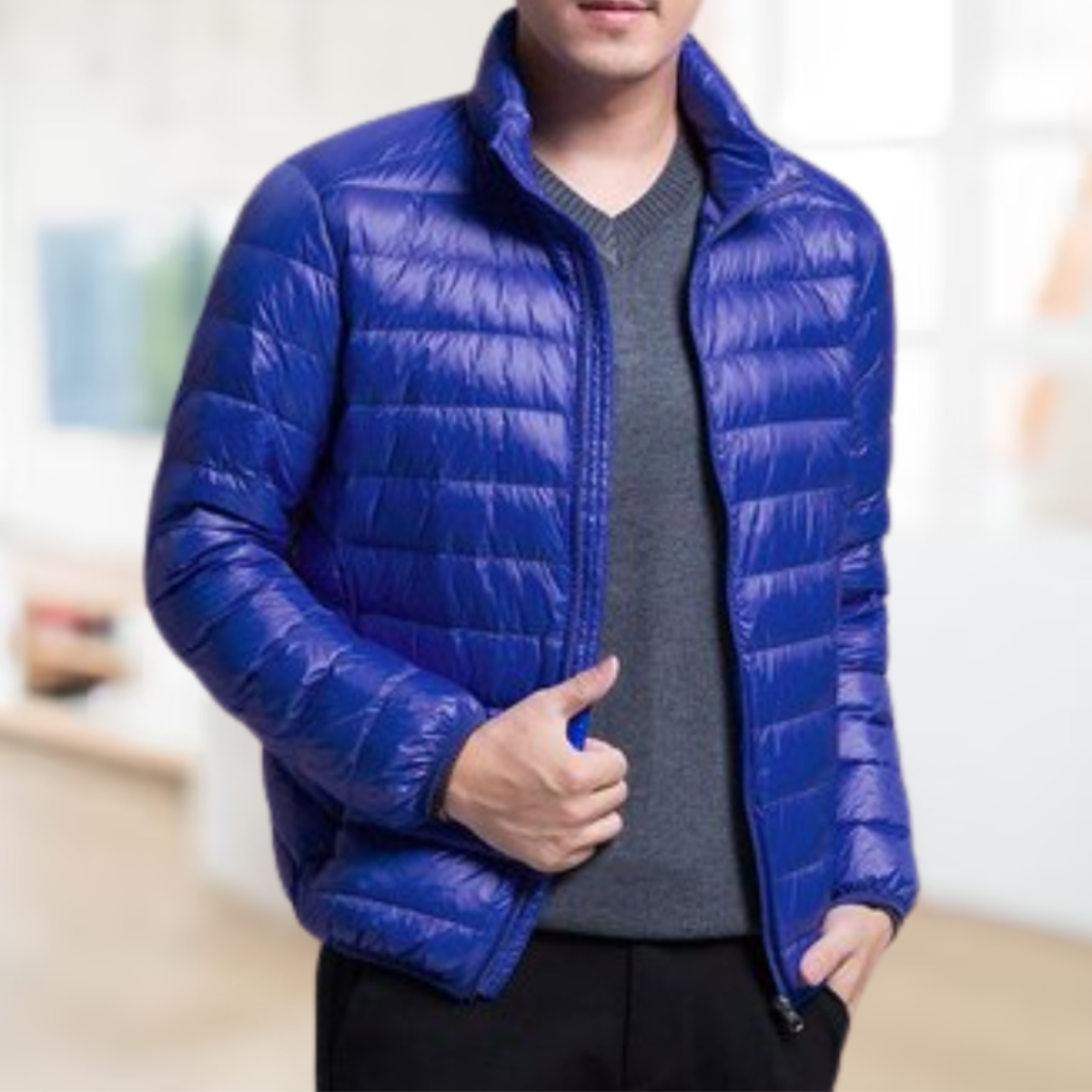 Superleichte Damenjacke mit klassischem Kragen aus Polyester für Herbst und Winter – leichte und bequeme Jacke für Damen 1