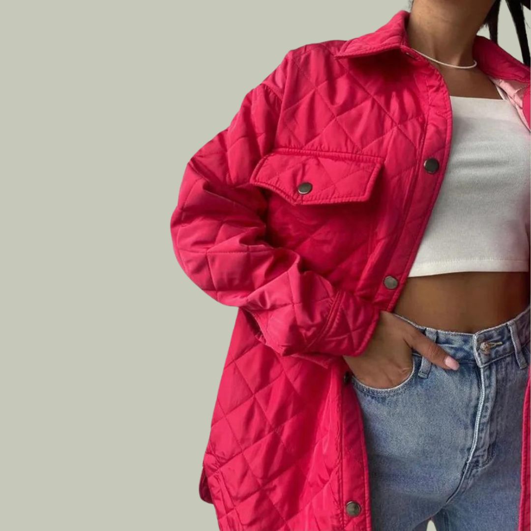Damjacka Quiltad med Midjebälte i Polyester-3