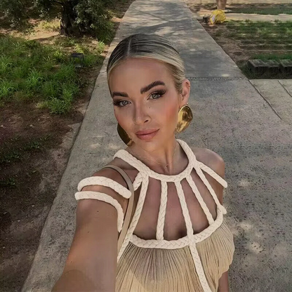 Dam Klänning Axelbandslös Chic Högkvalitativt Tyg 4