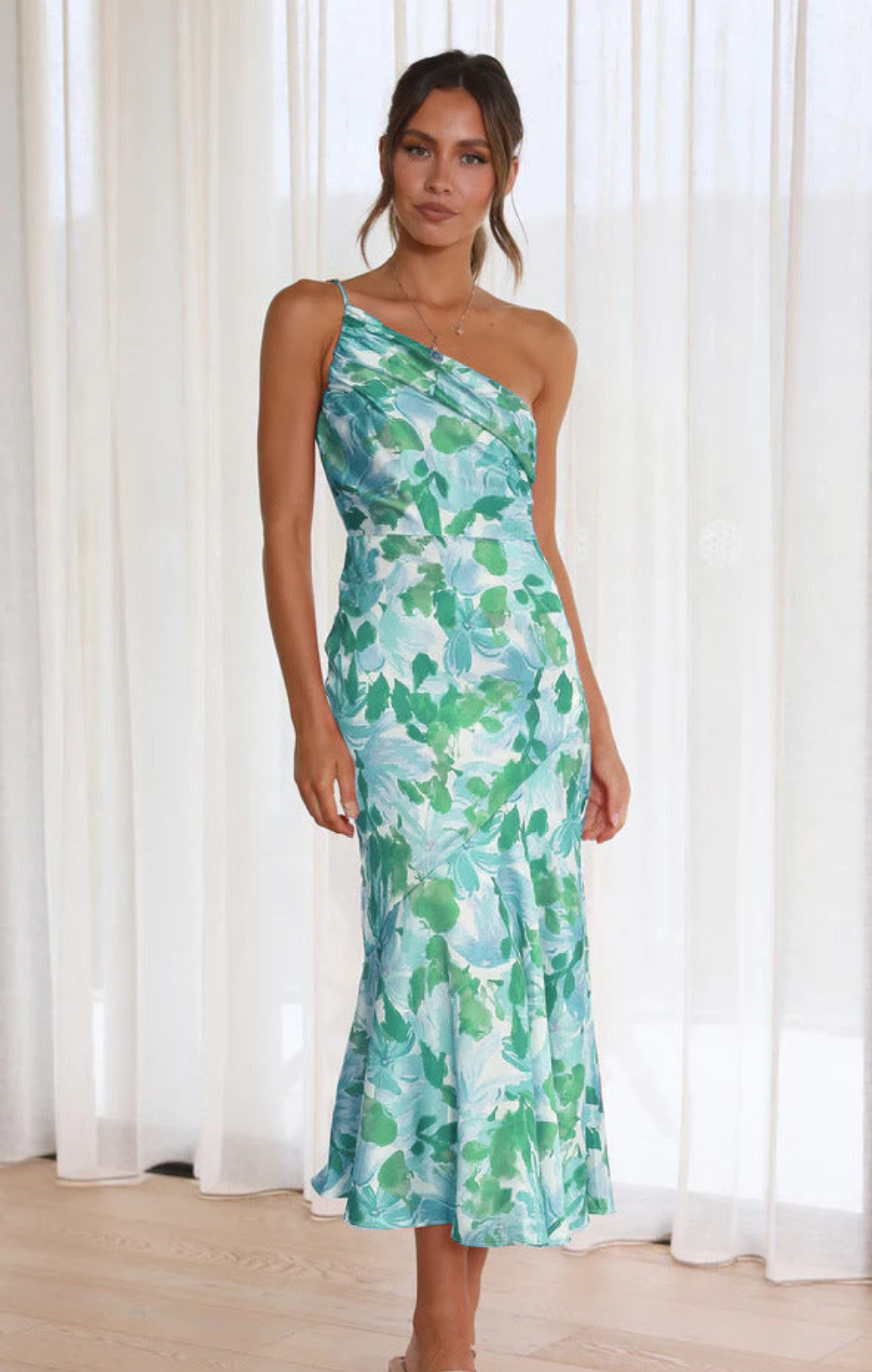 Variant image for Kvinnors Off-Shoulder Klänning Blommönster Polyester-9