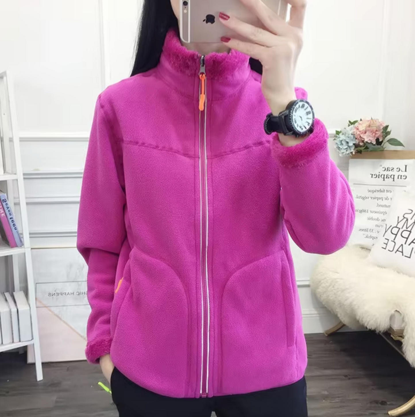 Variant image for Unisex Fleecejacka Dubbelsidig Polarfleece för Utomhusaktiviteter-57