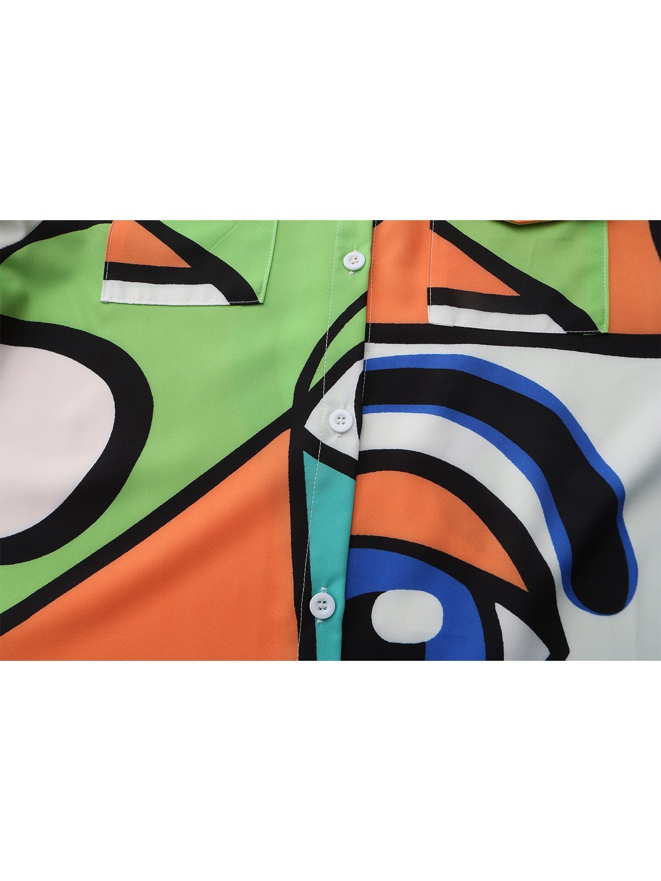 Dam Klänning Lång Ärmskjorta Mönstrad Polyester Loose Fit-5