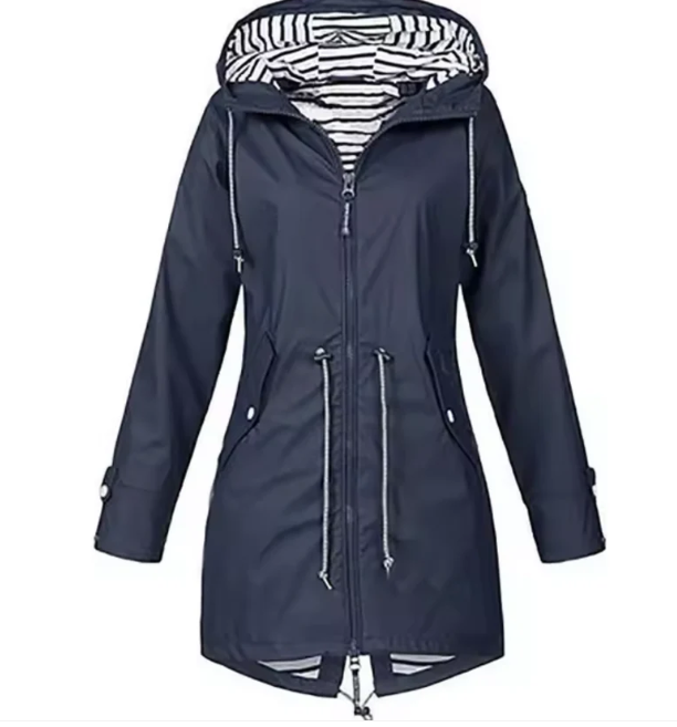 Vattentät Jacka Dam med Huva Elegant Design Lätt Polyester-6