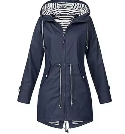 Vattentät Jacka Dam med Huva Elegant Design Lätt Polyester-6