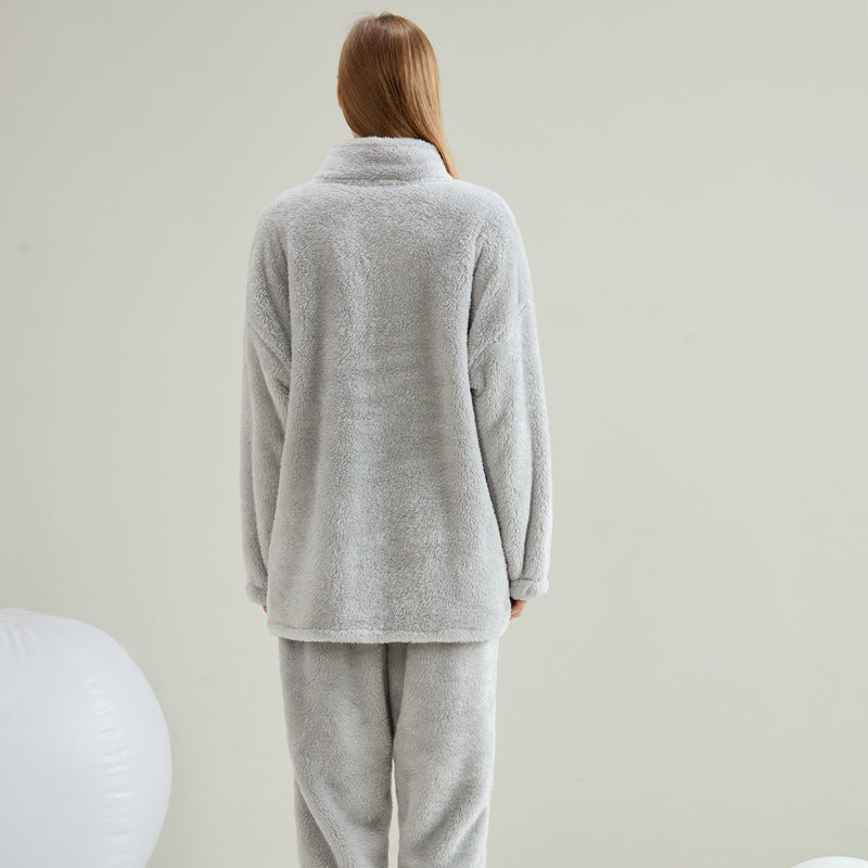 Dam Pyjamas Set Långärmad Plysch för Kalla Vinterkvällar-4