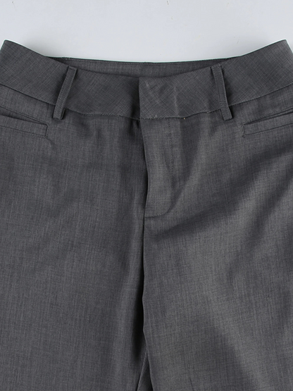 Dam Byxor Hög Midja Polyester Grå-6