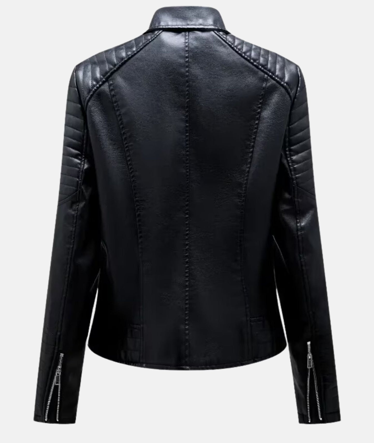Kvinnors Motorcykeljacka Asymmetrisk Dragkedja Polyesterblandning-5