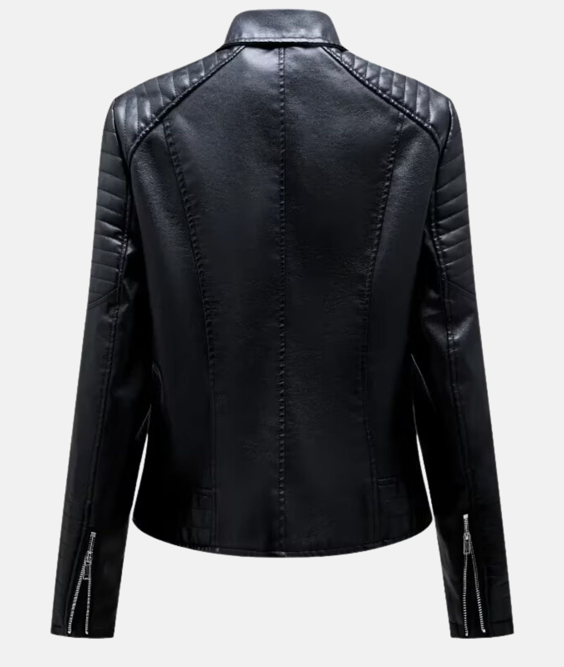 Kvinnors Motorcykeljacka Asymmetrisk Dragkedja Polyesterblandning-5