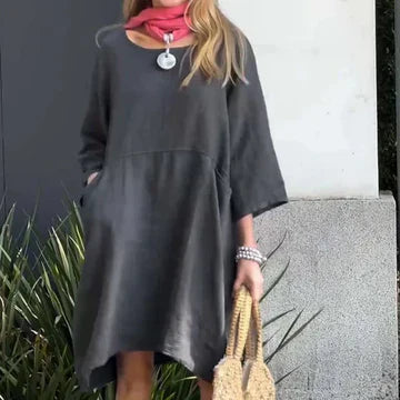 Dam Fritidsklänning Enkel Design 100% Polyester-6