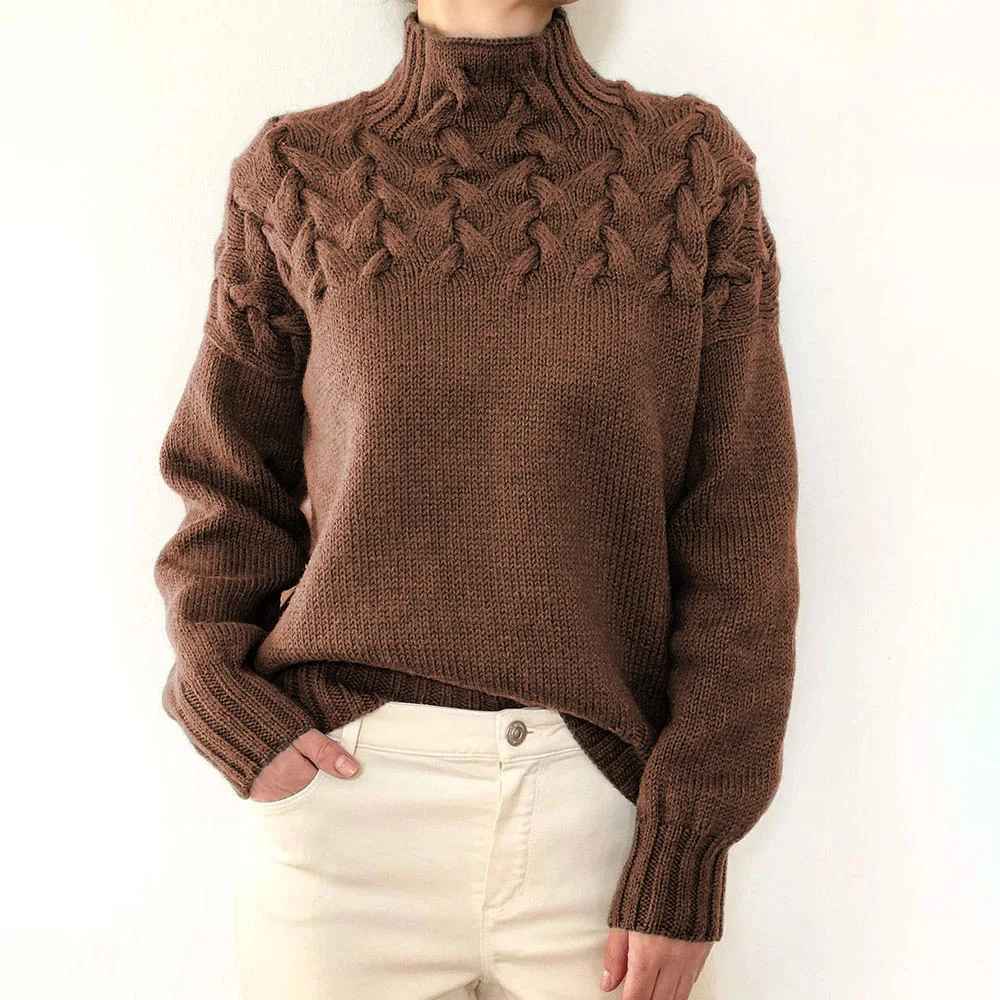 Dam Turtleneck Tröja Löst Snitt 3D-Struktur Akryl 19