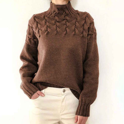 Dam Turtleneck Tröja Löst Snitt 3D-Struktur Akryl 19