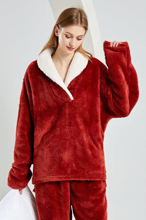 Dam Pyjamas Set Julmotiv Plysch för Kalla Vinterkvällar-5
