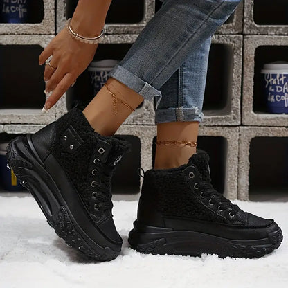 Dam Stövlar Elegant Vinterstil Läder med Värmande Foder 4