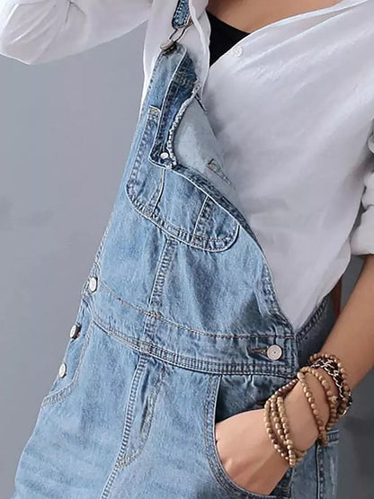 Dam Dungaree Klänning Blek Denim 100% Bomull 6