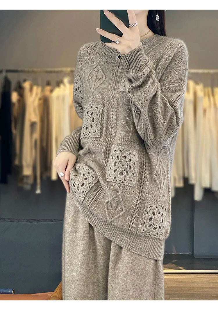 Variant image for Stickad Dam Tröja Klassisk Stilh i 100% Kashmir-3