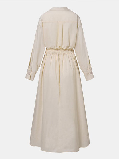 Maxiklänning Dam Retroinspirerad Polyester med Elastisk Midja och Långa Ärmar-6
