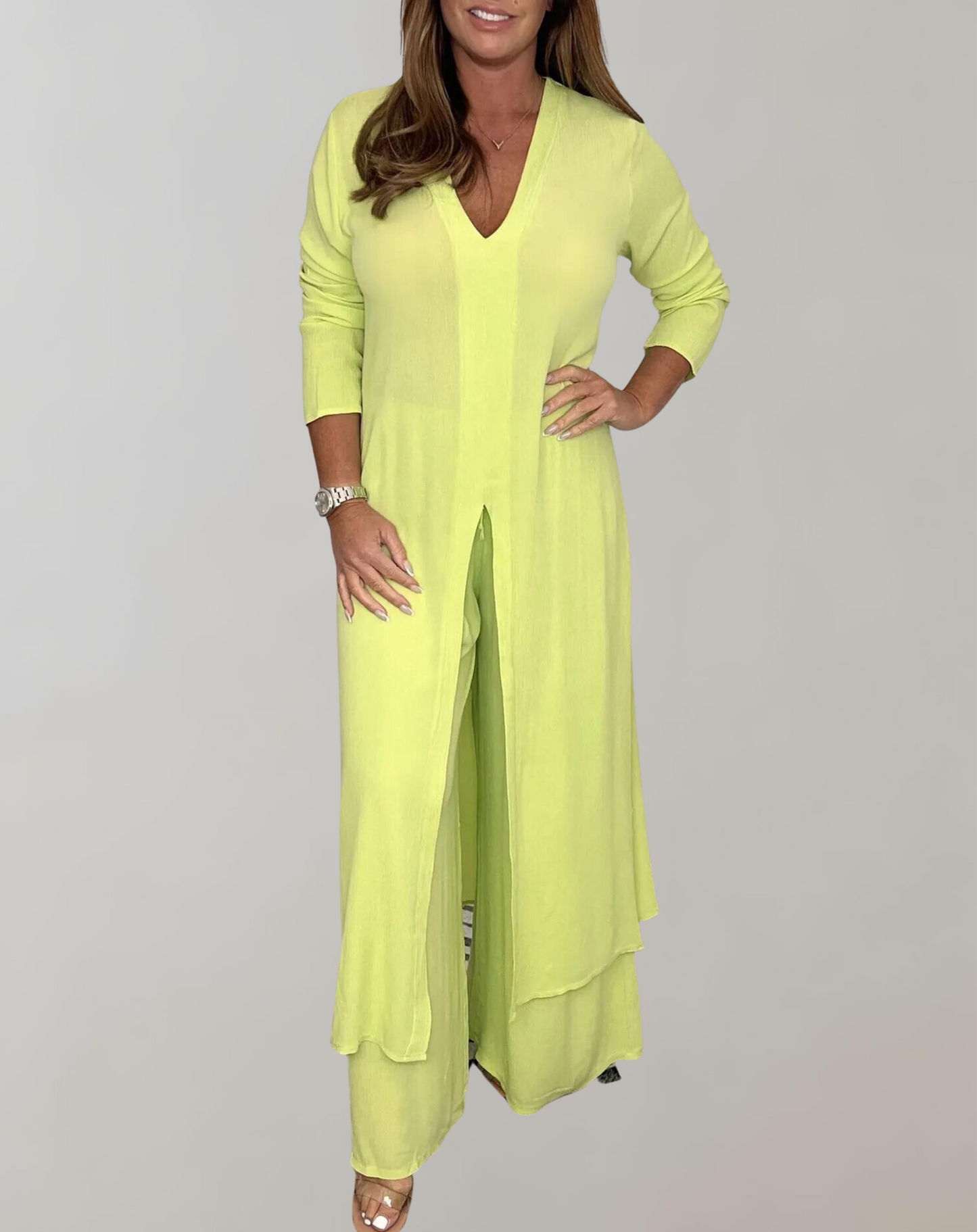 Variant image for Damer Lång Topp Hög Slits Polyester-9